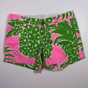 Lilly Pulitzer The Callahan Short Size 4 Pink Pout Flamenco Pink Green Pineapple